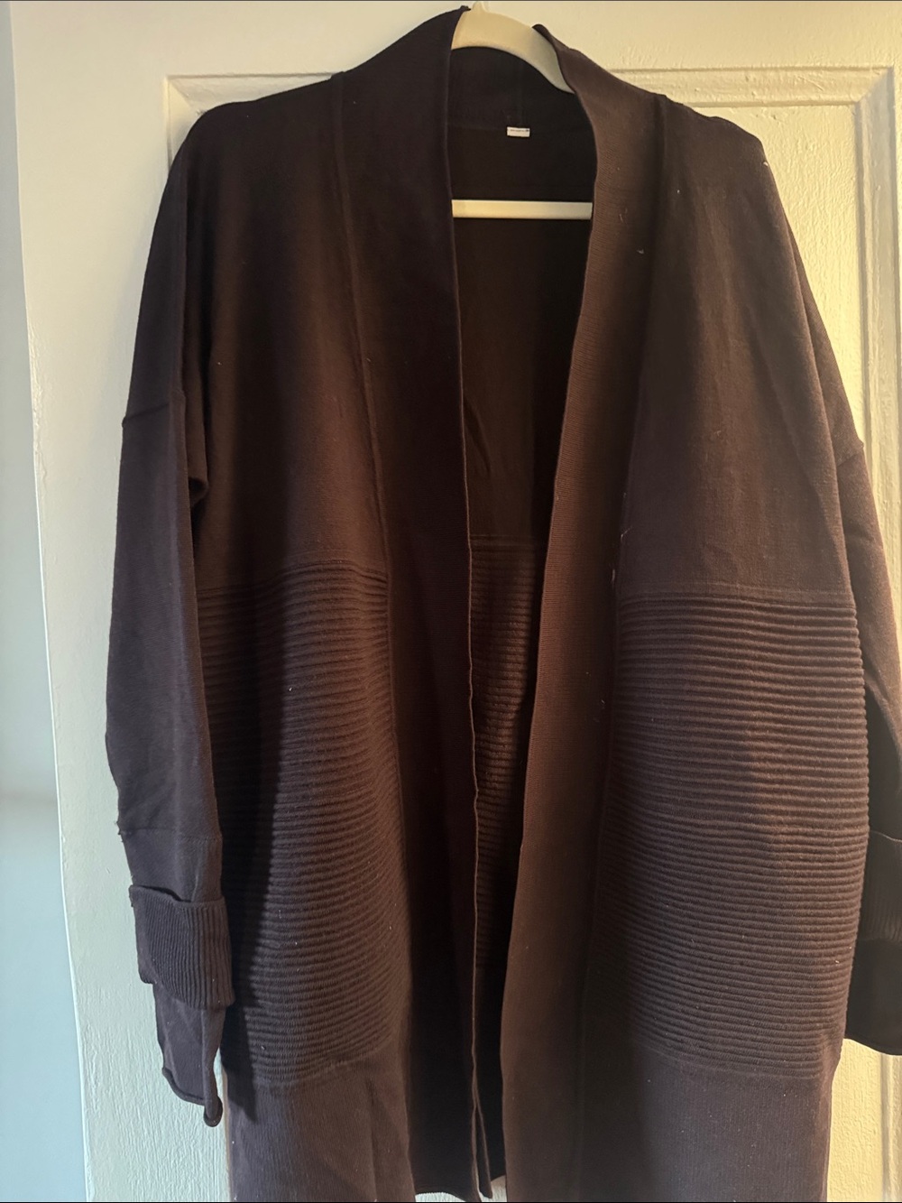 lululemon athletica Long Open-Front Cardigan in Aubergine